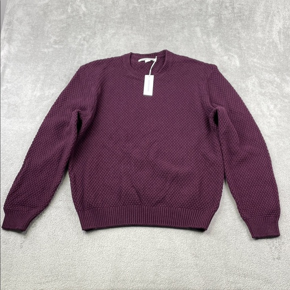 NEW Outerknown L Wool Cotton Harbor Knit Purple Textured Knit Sweater - Picture 2 of 10